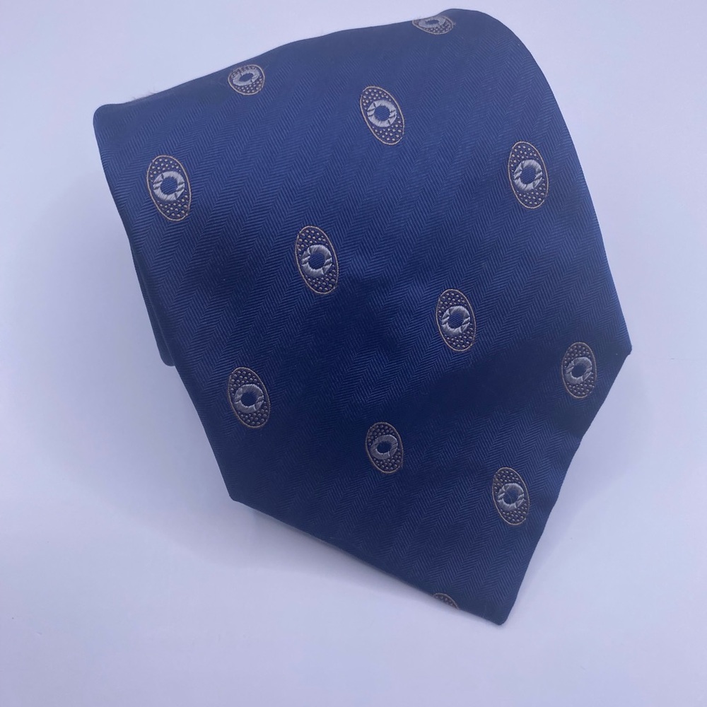 Armani Collezioni Blue Patterned Men's Tie Faint Stains See Pics